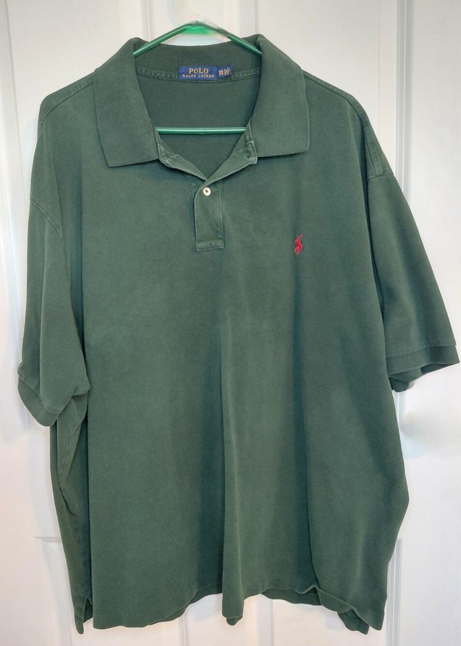 Polo Ralph Lauren Men's 4XB Big & Tall Green Polo Shirt Red Pony Short Sleeve